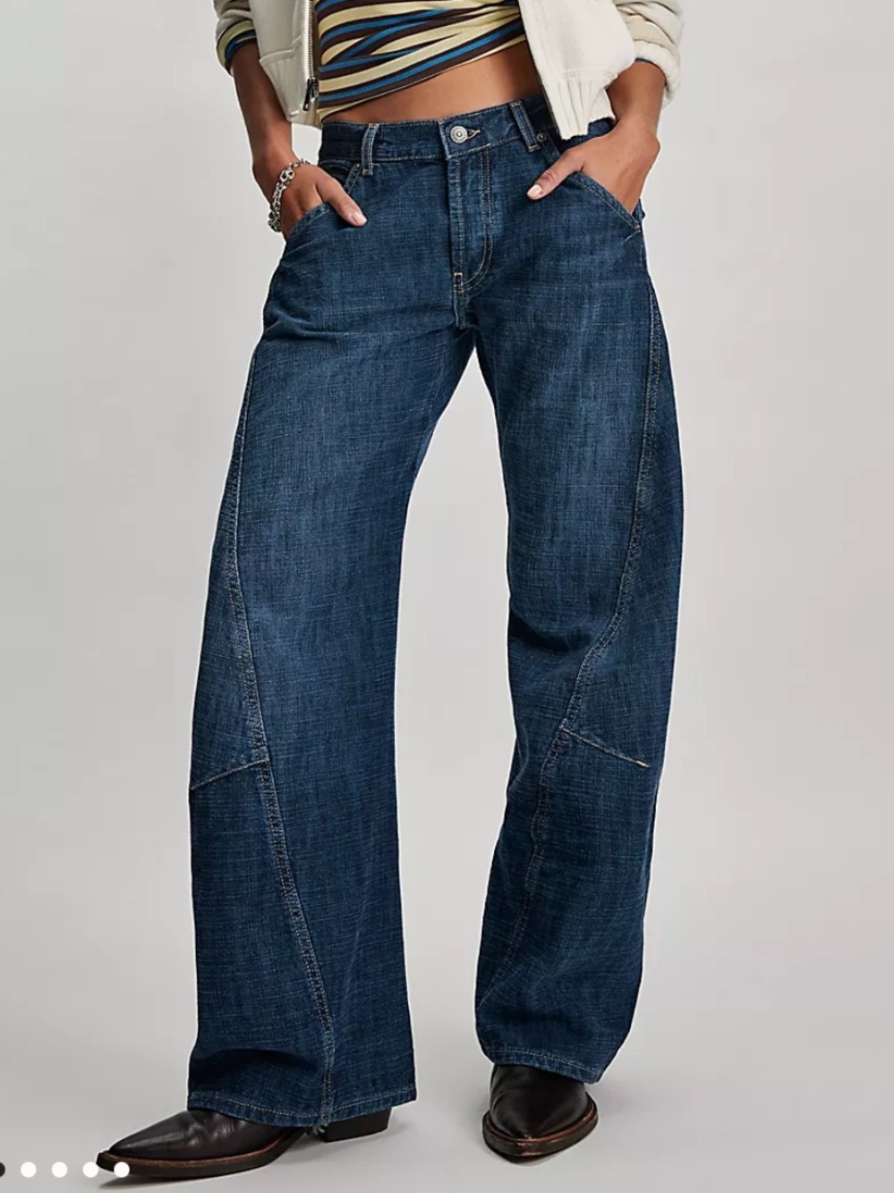 Free People We The Free Highland Low-Rise Twisted Bowed Jeans